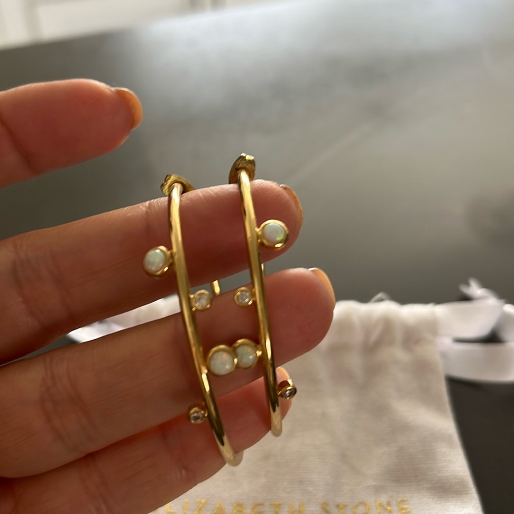 Elizabeth Stone opal hoop earrings
